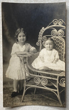 H2403 Postcard RPPC Extremely Cute Kids posing in white dresses little girls