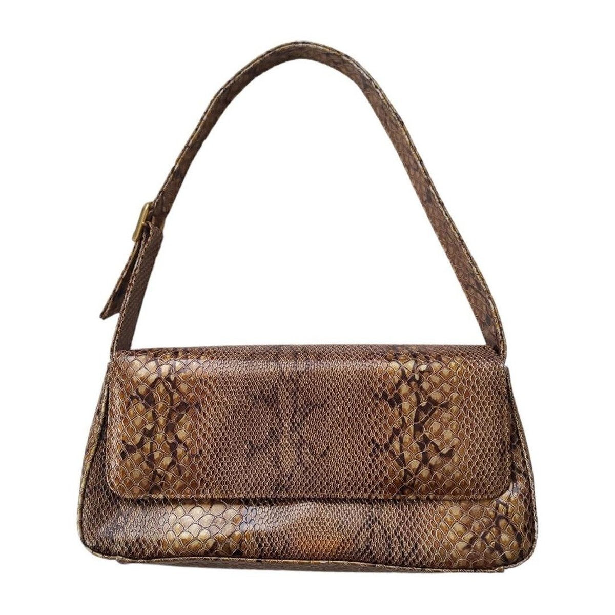 Vintage y2k 00s 2000s faux snake skin shoulder baguette bag