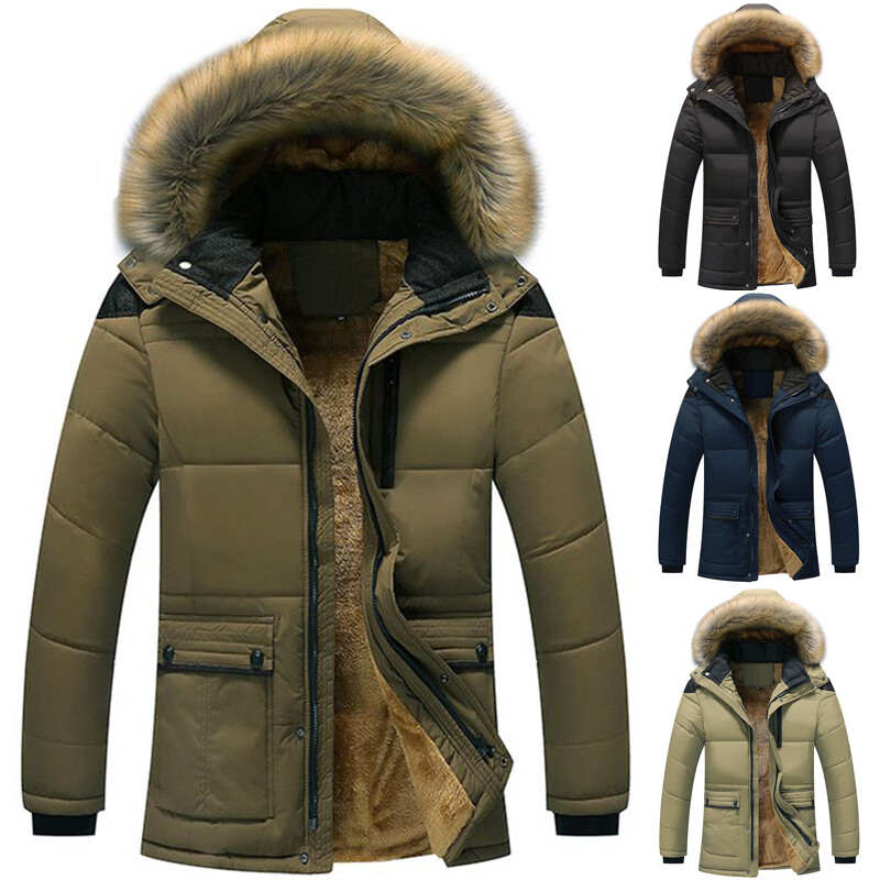 Men's Hooded Jaet Warm Outdoor Winter Coat Stylish Fur Lined Parka eBay