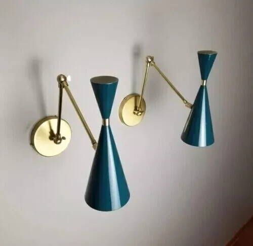 Italienische Lampe Messing Mid Century Modern Italienische Wandleuchte Wandlampe - Bild 3 von 3