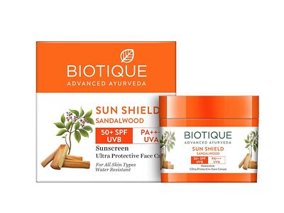 Biotique Sun Shield Sandalwood Sunscreen Face Cream SPF 50, 50g