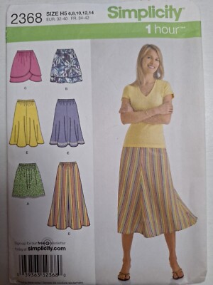 Skirt Mini Middi 6 8 10 12 14 Simplicity 2368 Sewing Pattern UC 1 Hour Easy Fast
