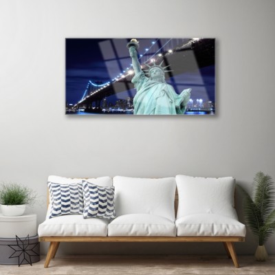 TABLEAU SUR VERRE IMPRESSION STATUE DE LA LIBERTÉ NEW YORK - 100X50 CM - MODERNE GRIS - MARQUE TULUP - NEUF