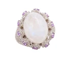 925 Sterling Silver Vintage Ring Rose Moonstone Amethyst & Topaz  Sz 8  RG30968