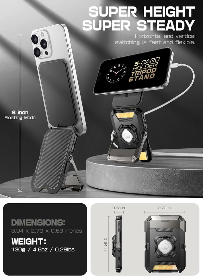 Cartera MagSafe SUPCASE Serie 16/15/14/13/12 con Soporte AirTag Trípode Foto 2 de 4