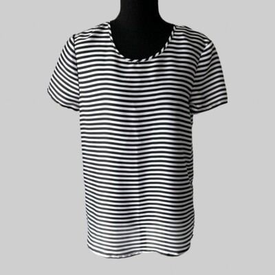 Michael Kors Striped Silky Satin Blouse Size M