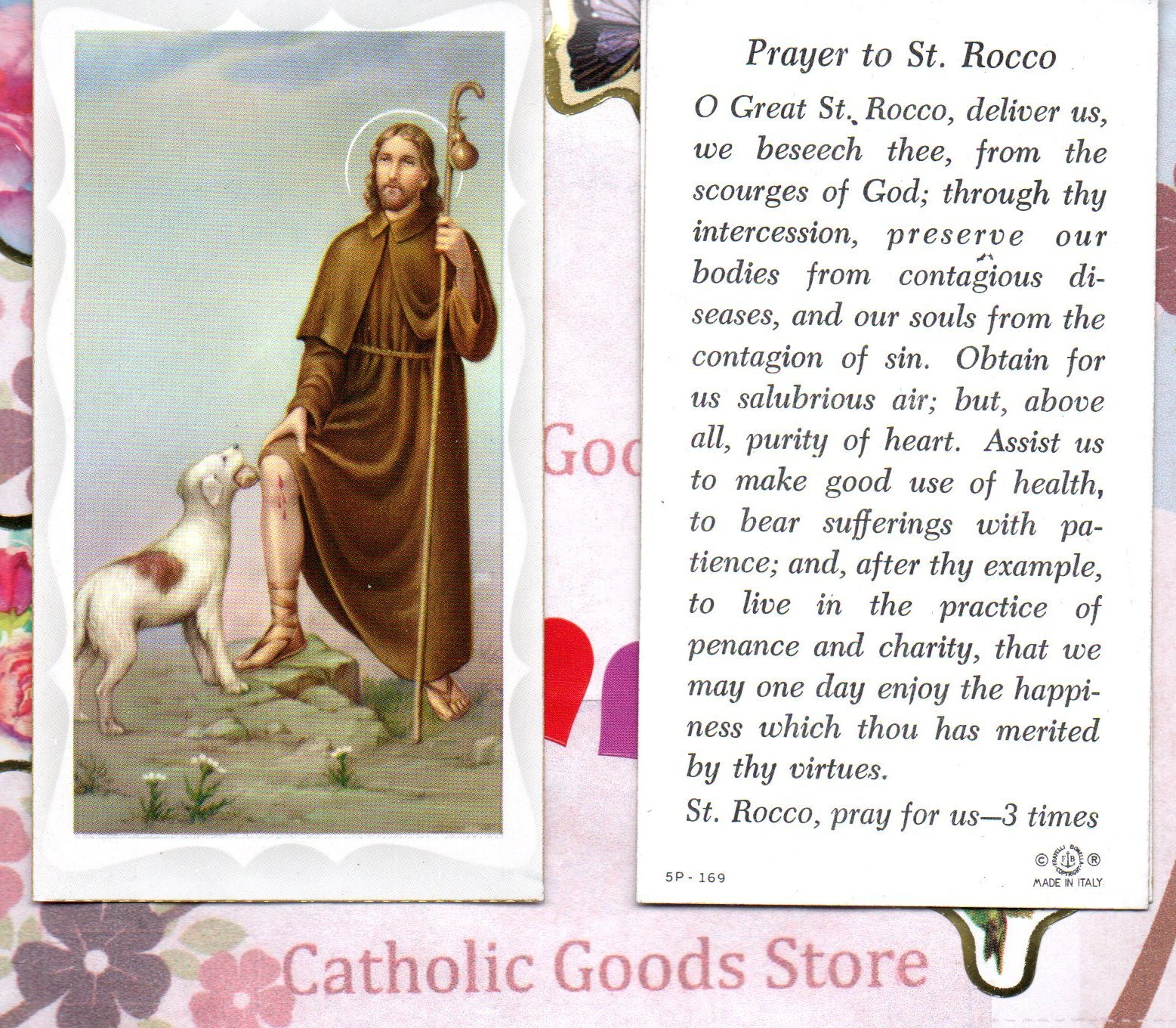 Saint St. Rocco with Prayer to St Rocco Paperstock Holy Card eBay