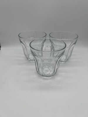 Vintage Pasabahce Palaks Clear 10-Panel 3-5/8'' Flat Tumbler Set of (3)