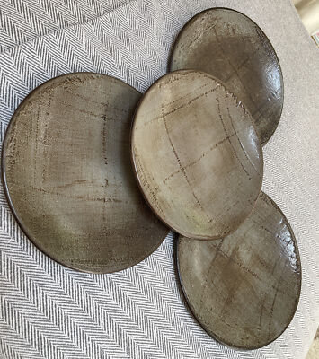 Anfora TELA Set Of 4 Cheesecloth Texture Round Ceramic Dinner/ Lunch Plates 10 