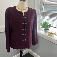 Leslie Fay Womens Red Blazer Sz 16 Jacket Dress Coat Button Down 80s 90s Retro