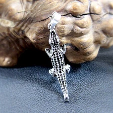 Solid 925 Sterling Silver Movable Crocodile Pendant, Articulated Reptile Charm