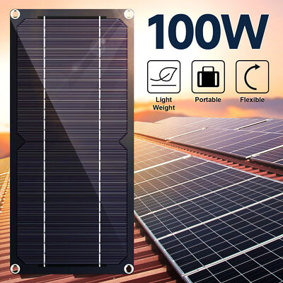 w/ Trickle Flexible Panel RV Charger Car Charger Solar Battery Maintainer 100W