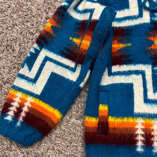 Vtg Alpaca Wool Hoodie Southwestern Jacket Full Zip Harding 80s 90s Youth Kids - Picture 7 of 11