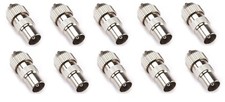 10 x Easy Fit Male TV Aerial Coax Coaxial Plugs with Solder Free Clamping Screw