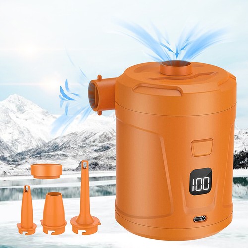 Pompa Ad Aria Elettrica Portatile Ricaricabile 4 KPa Con Luce LED - Mini Gonfiatore Per Materassini, Galleggianti Piscina, Giocattoli - USB-C, 1200 MAh, 5 Ugelli - Ideale Per Campeggio E Viaggi - 6