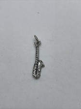 925 Sterling Silver Vintage Saxophone Music Charm Pendant 1.2 g