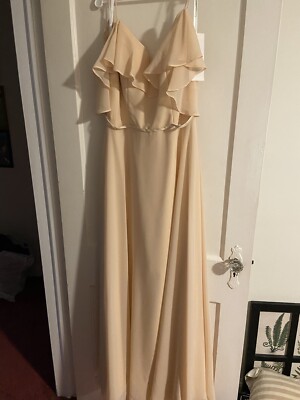 Champagne chiffon bridesmaid dress size 12 christina wu | eBay