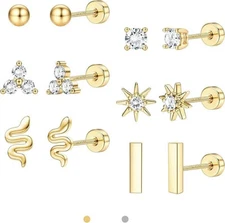 Dainty Hypoallergenic Flat Back Stud Earrings for Women Trendy 14K Gold Filled