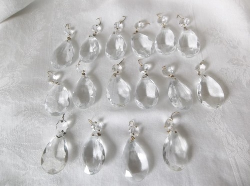16 Vintage Crystal Chandelier Teardrop Chandelier Prisms 2 " 2 1/2" W/Top - 第 1/9 張圖片