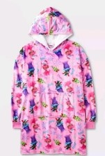 Trolls DreamWorks Girl's Flame-Resistant Hooded Sleepwear Size S/M 4-7 Pink