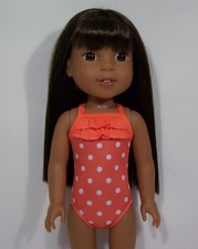 ORANGE Polka Dot Swimsuit Doll Clothes For Wellie Wisher Wishers 14" Debs 