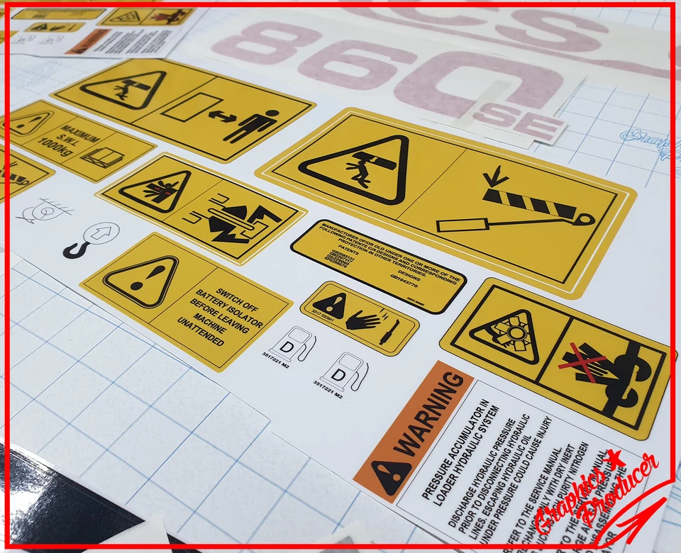 Terex Digger Fermec 860 Digger stickers / decals Warning Symbols Full Set - Image 2 of 4