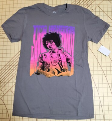 Jimi Hendrix Authentic Official Men' T-Shirt Size Small Gray Metallic Print New 