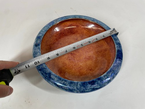 Antique 1930s Grimwades Byzanta Ware Lustre 10" Blue Copper Accent Fruit Bowl - Picture 12 of 13