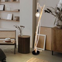 Standlampe Stehlampe Holzleuchte Hanfseil Schlafzimmerleuchte Braun H 150 Cm