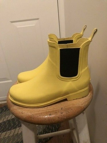 J Crew Black Tweed Wellies Rain Boots 