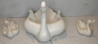 Vintage Hull Pottery USA #23 White Swan & 2 Baby Swan Planter + Centerpiece 3pc