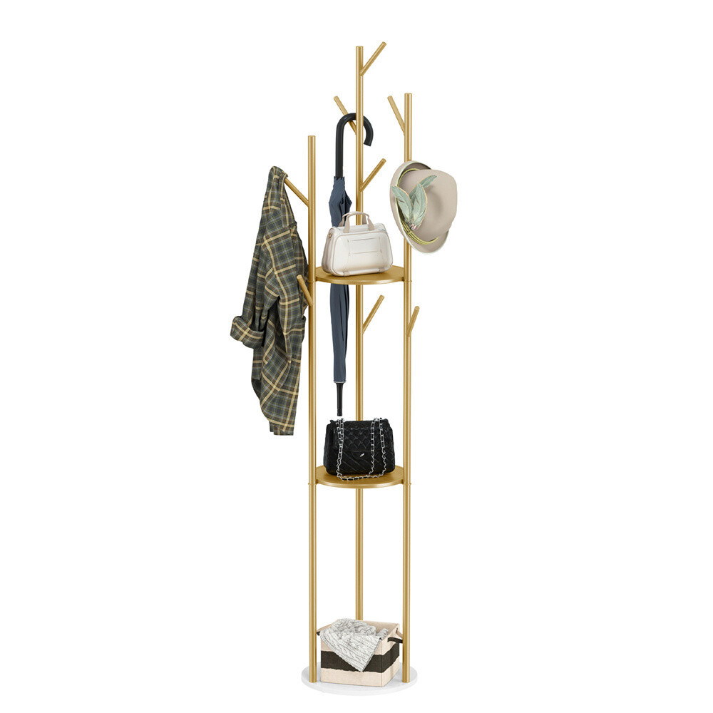 Purse Rack Stand Metal Gold Freestanding Hall Tree Coat Rack With