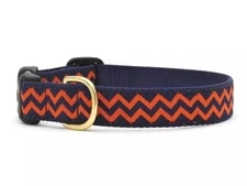 Up Country Dog Collar, Chevron Orange, Adjustable Made In USA, Small, Medium