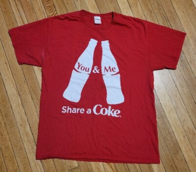Vintage Coca-Cola T-Shirt Men's L Large Red You & Me Share a Coke Cotton