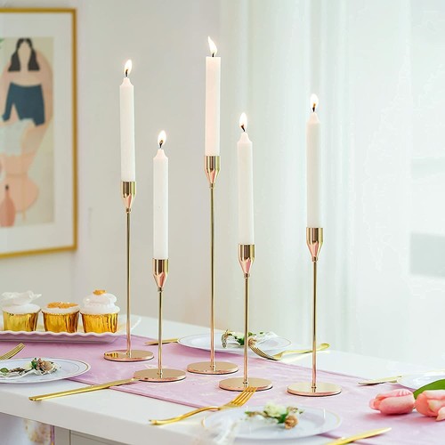 3Pcs Retro Metal Candlestick Candle Holder Desktop Adornment Home Wedding Decor - Picture 5 of 12