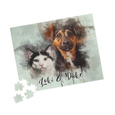 Upload your pet photo into Watercolor Portrait 110Pcs Jigsaw Puzzle Pet Memorial