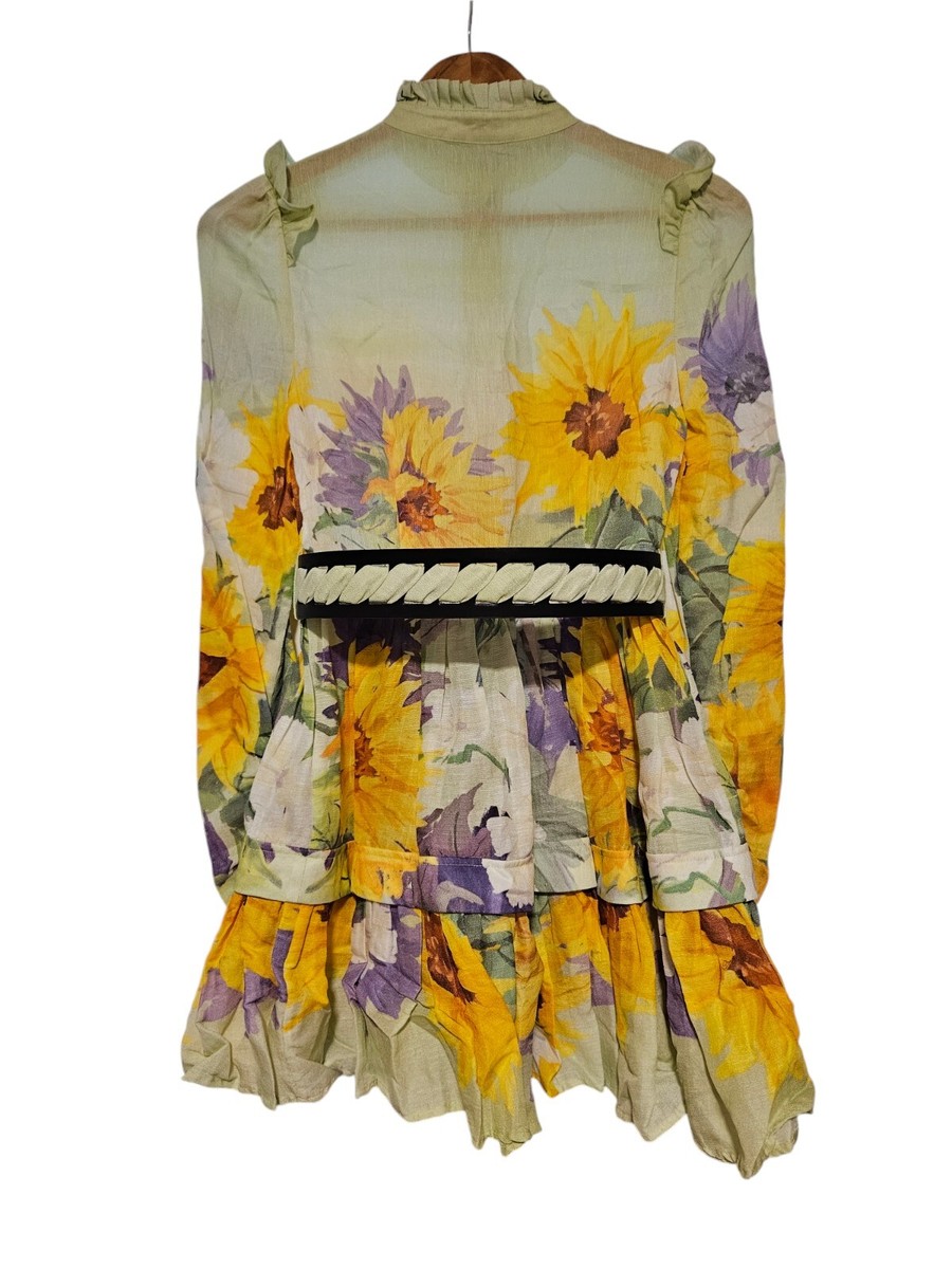 leo lin sunflower dress Leo Lin Christina High Neck Mini Dress Sunflower Print Size AU 6 US 2