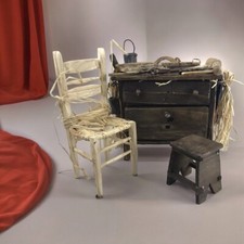 Banco impaglia sedie Antichi Mestieri Scena Mercato 17 cm Chair krippe 