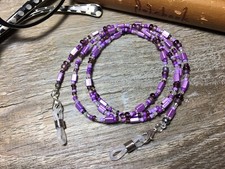 Homemade Eyeglasses Mask Lanyard Purples 2mm Beads unisex