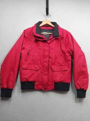Landmark Coat Women's Medium Red Full Zip Snap Lined Jacket Inside Pockets