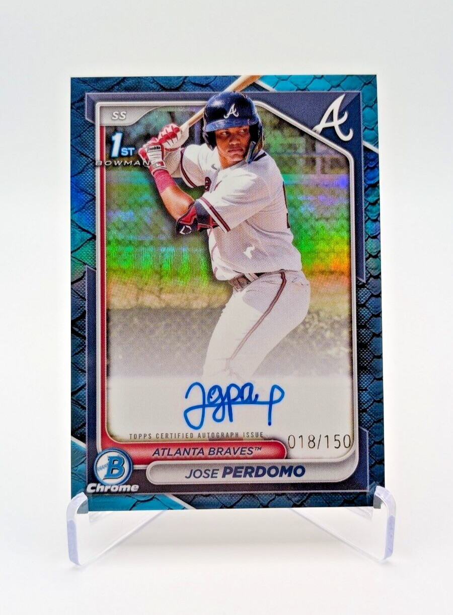 2024 Bowman Chrome Autographs Reptilian Blue Refractor Jose Perdomo #CPA-JP /150