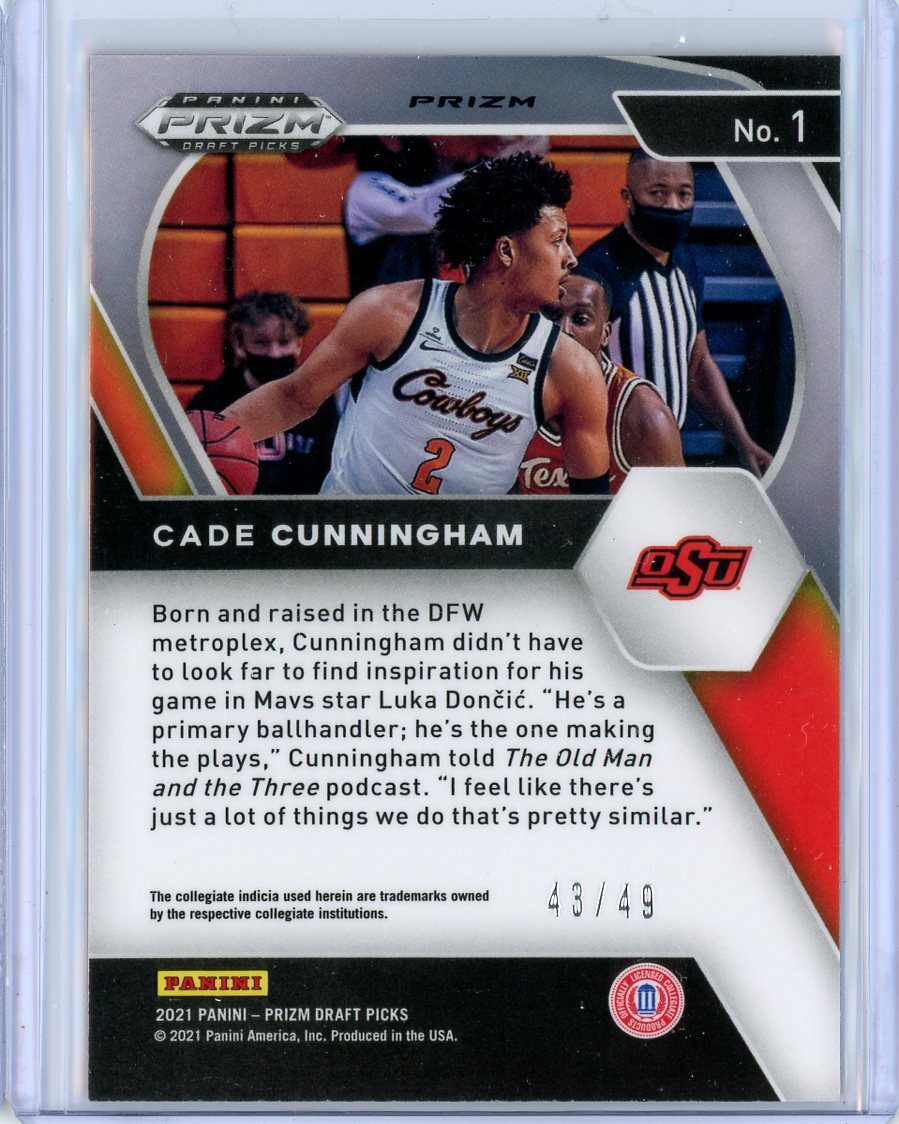 2021-22 Panini Prizm Draft CADE CUNNINGHAM Orange Pulsar RC Rookie