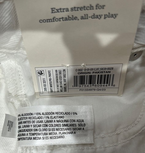 NWT Cat And Jack Jeans NWT Size 6 Girls Zip White Adjustable Waist Stretch - Picture 7 of 9