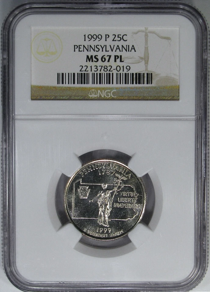 1999-P 25C NGC MS67PL PROOFLIKE PENNSYLVANIA ~ RARE POP 9/2! - Image 4 of 4