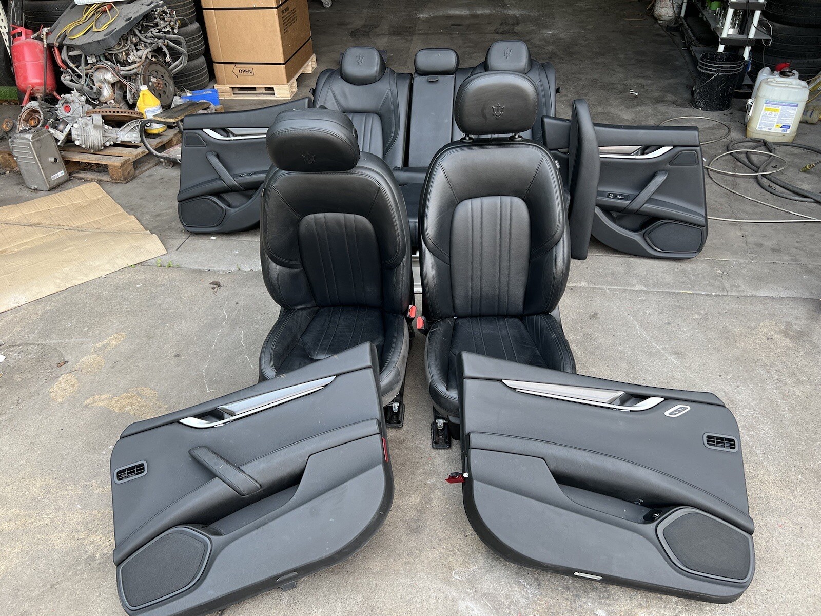 OEM 2014-2017 MASERATI GHIBLI SEAT SEATS HEADREST DOOR PANELS LEATHER BLACK