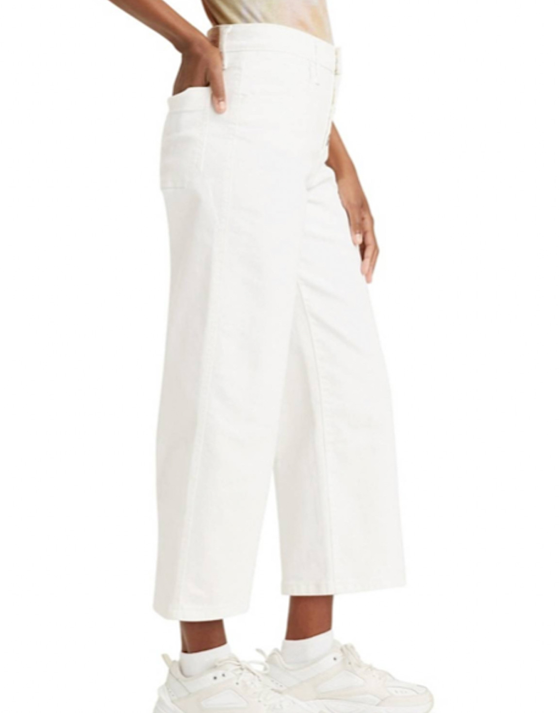 Levi's Sky High white jeans crop high-rise wide leg button-fly 30/med RARE thumbnail 4