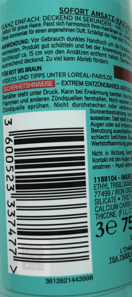 Loreal Paris Magic Retouch Sofort Ansatz-kaschierspray Rot-braun 75 ml - Bild 2 von 3