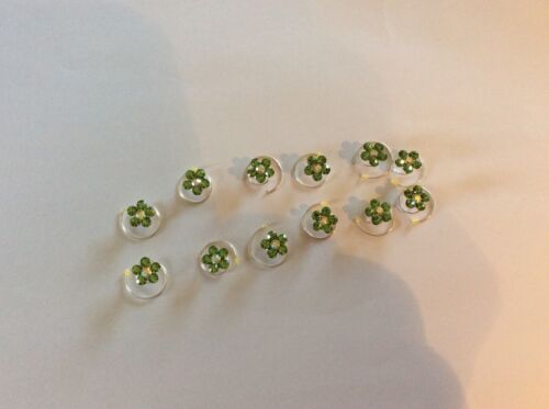 SWAROVSKI CRYSTAL WHITE & GREEN TWIST-IN BRIDAL HAIR ACCESSORIES (SET OF 12) - Picture 1 of 5