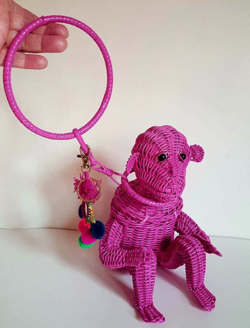 Vintage Wicker Animal Novelty purse 1950s Monkey Wit… Gem