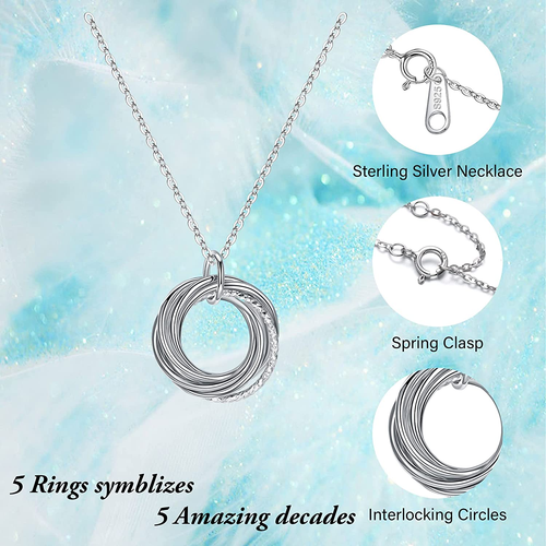 Collar de 5 círculos regalos de cumpleaños 50 para mujer regalos de cumpleaños... - Imagen 8 de 8